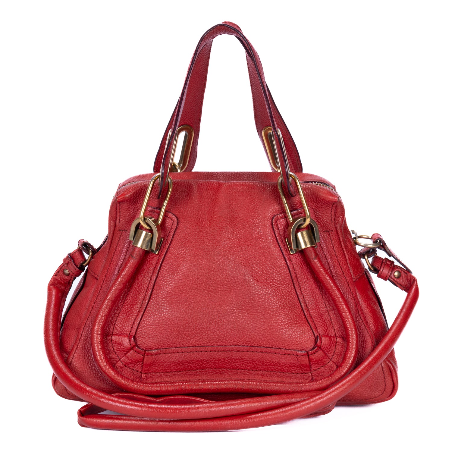 Shoulder Bag Small Paraty Small Red Grained Calfskin Leather