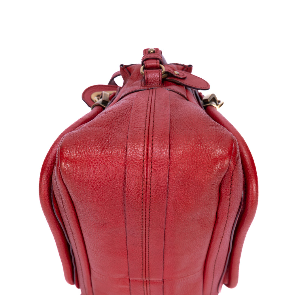 Shoulder Bag Small Paraty Small Red Grained Calfskin Leather