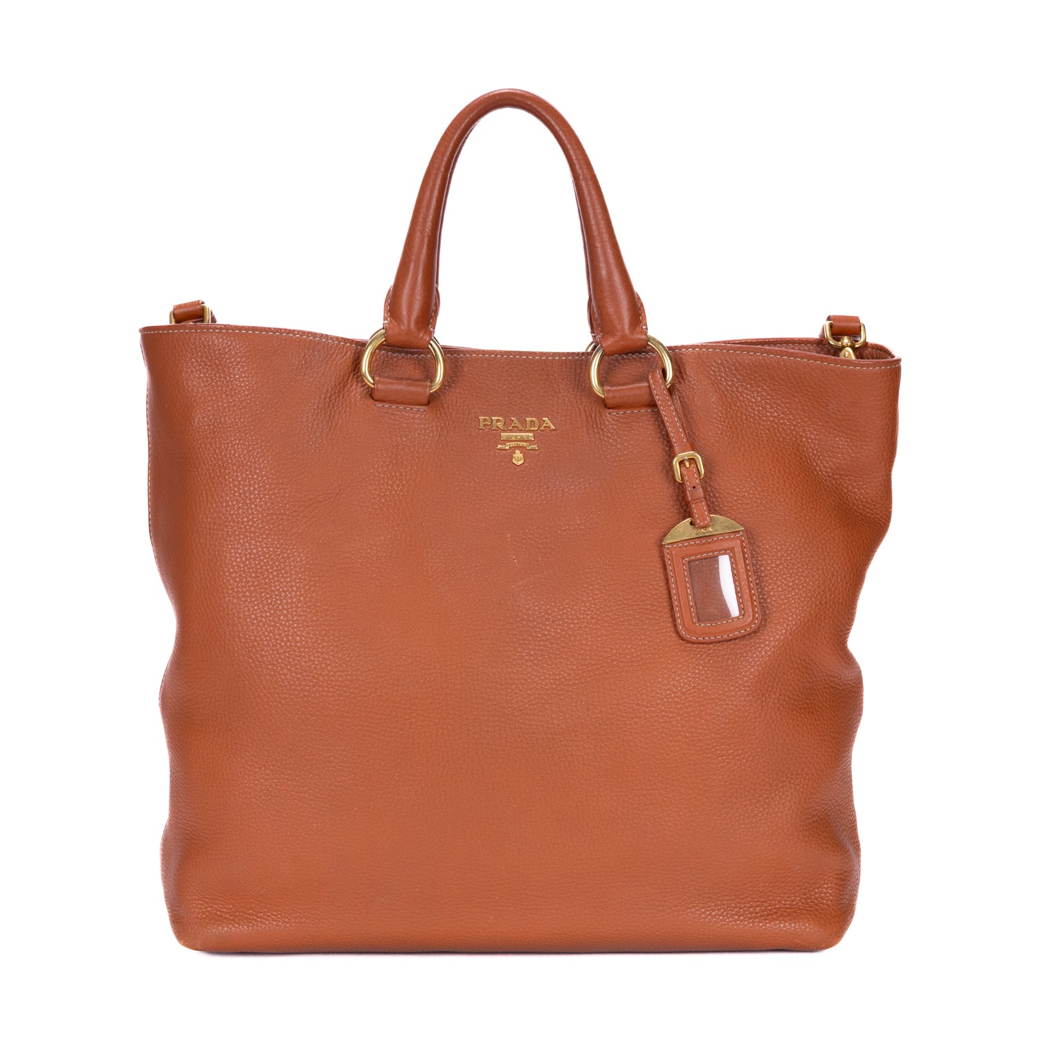 Shoulder Bag Shopping Tote Tan Vitello Daino Leather