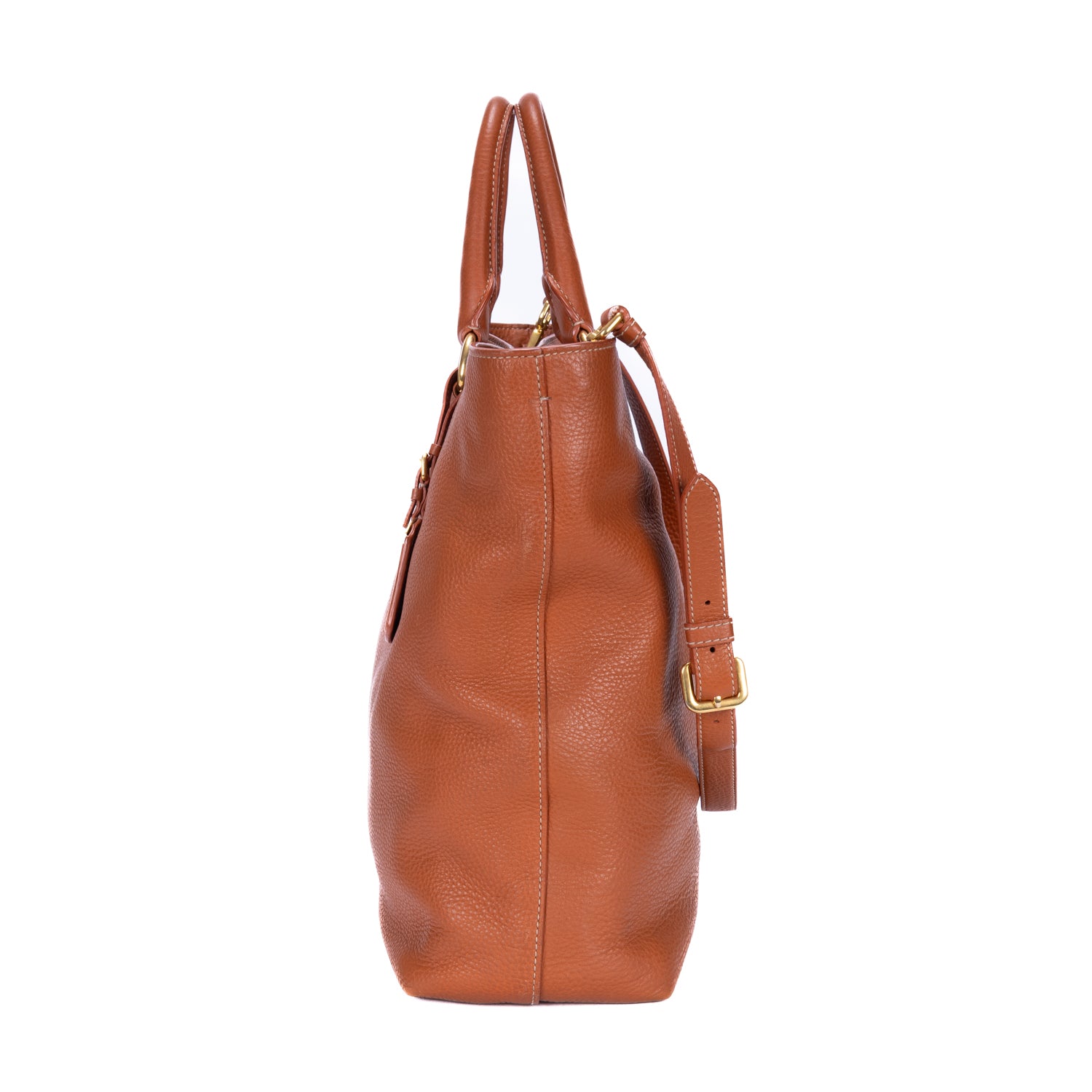 Shoulder Bag Shopping Tote Tan Vitello Daino Leather