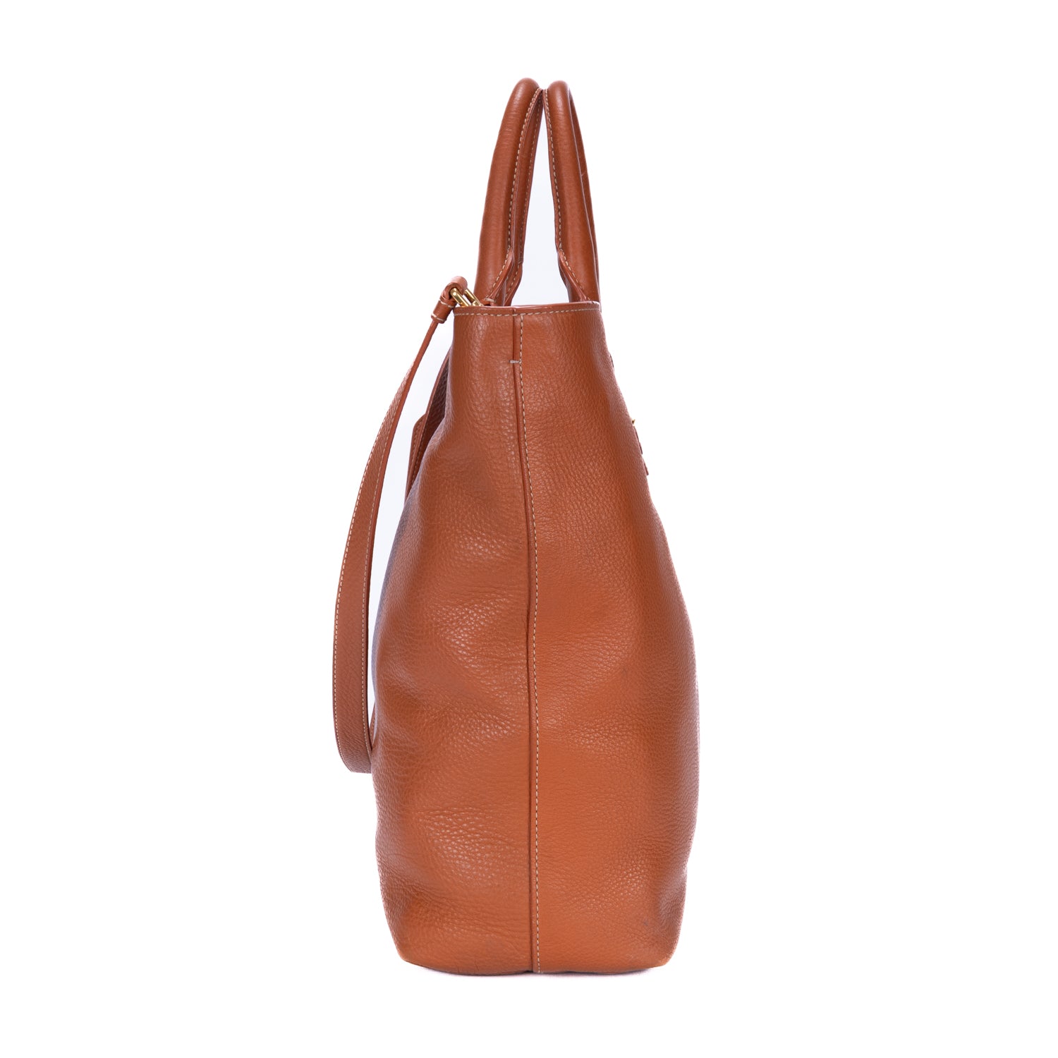 Shoulder Bag Shopping Tote Tan Vitello Daino Leather