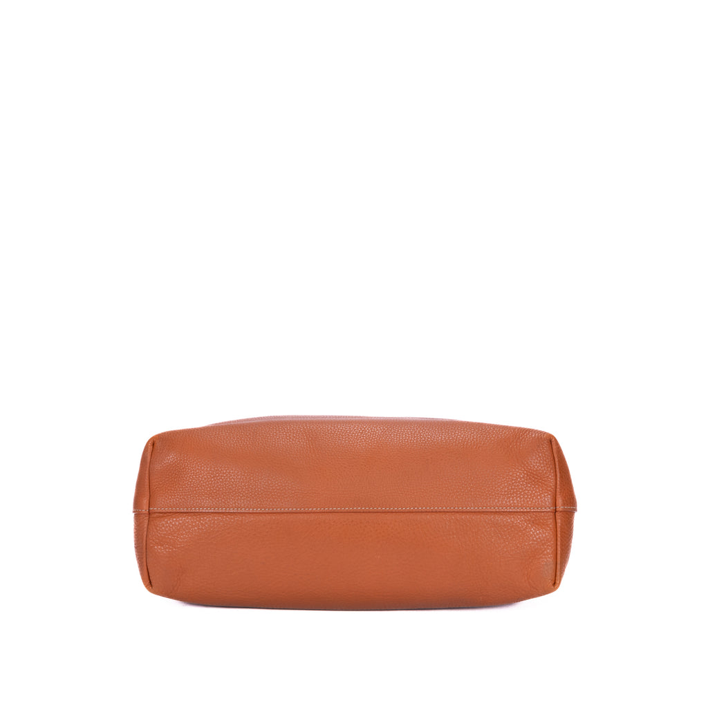 Shoulder Bag Shopping Tote Tan Vitello Daino Leather