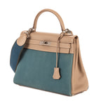 Shoulder Bag Rare Ltd. Ed. Kelly 32 Retourne Amazonia 32 Blue Swift Leather with Canvas