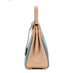 Shoulder Bag Rare Ltd. Ed. Kelly 32 Retourne Amazonia 32 Blue Swift Leather with Canvas