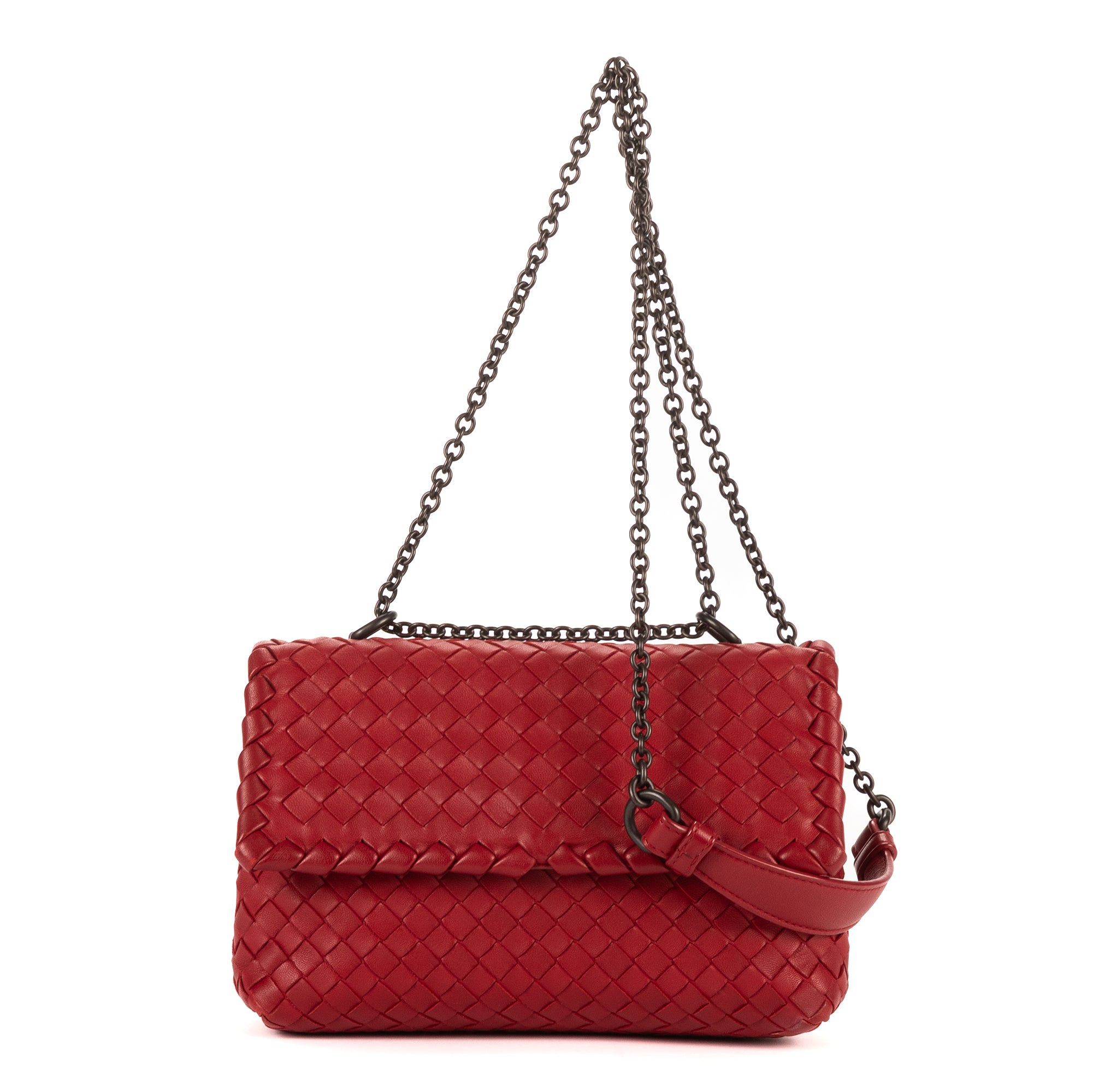 Shoulder Bag Olimpia Medium Burgundy Intrecciato Nappa Leather