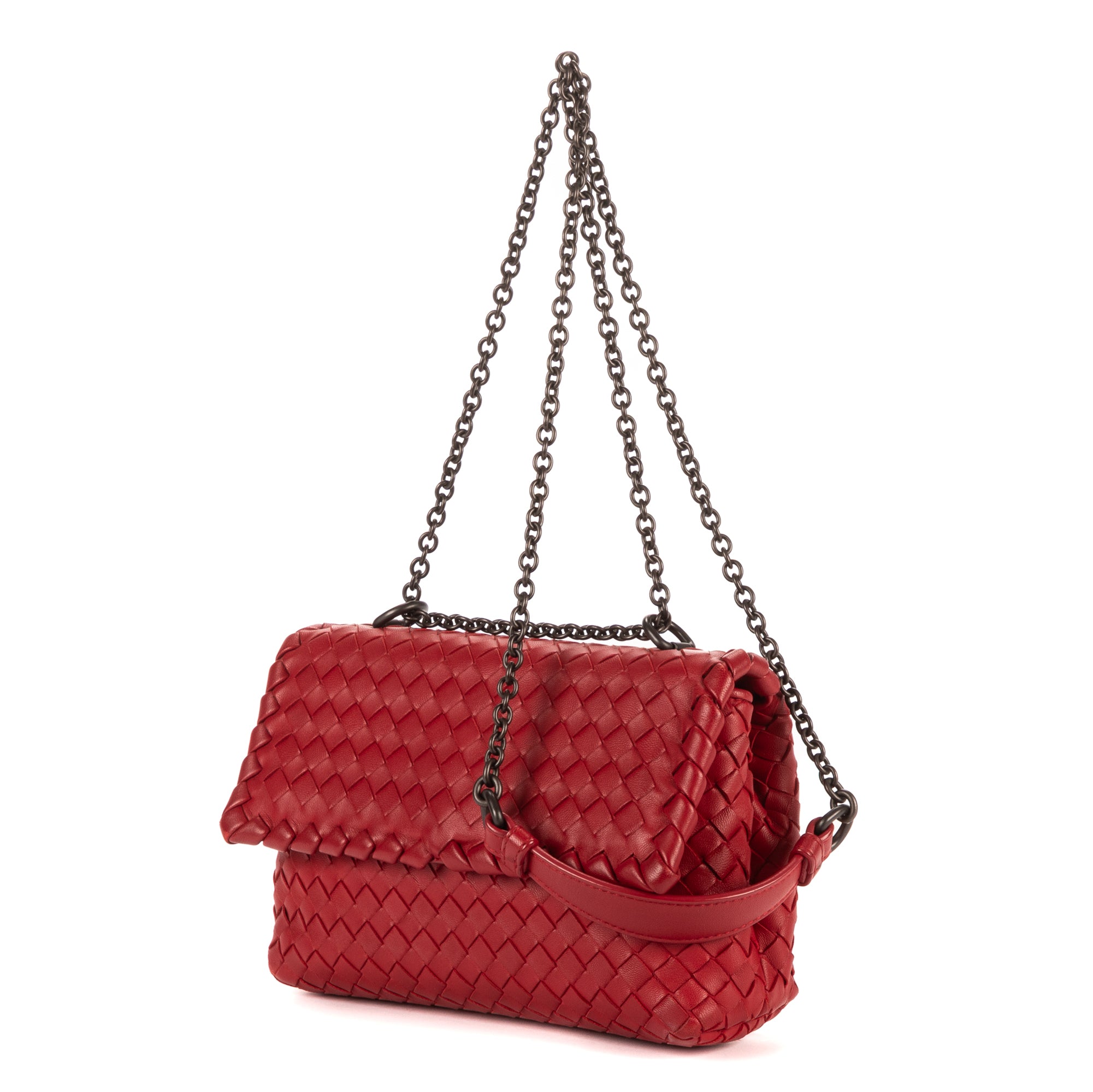 Shoulder Bag Olimpia Medium Burgundy Intrecciato Nappa Leather