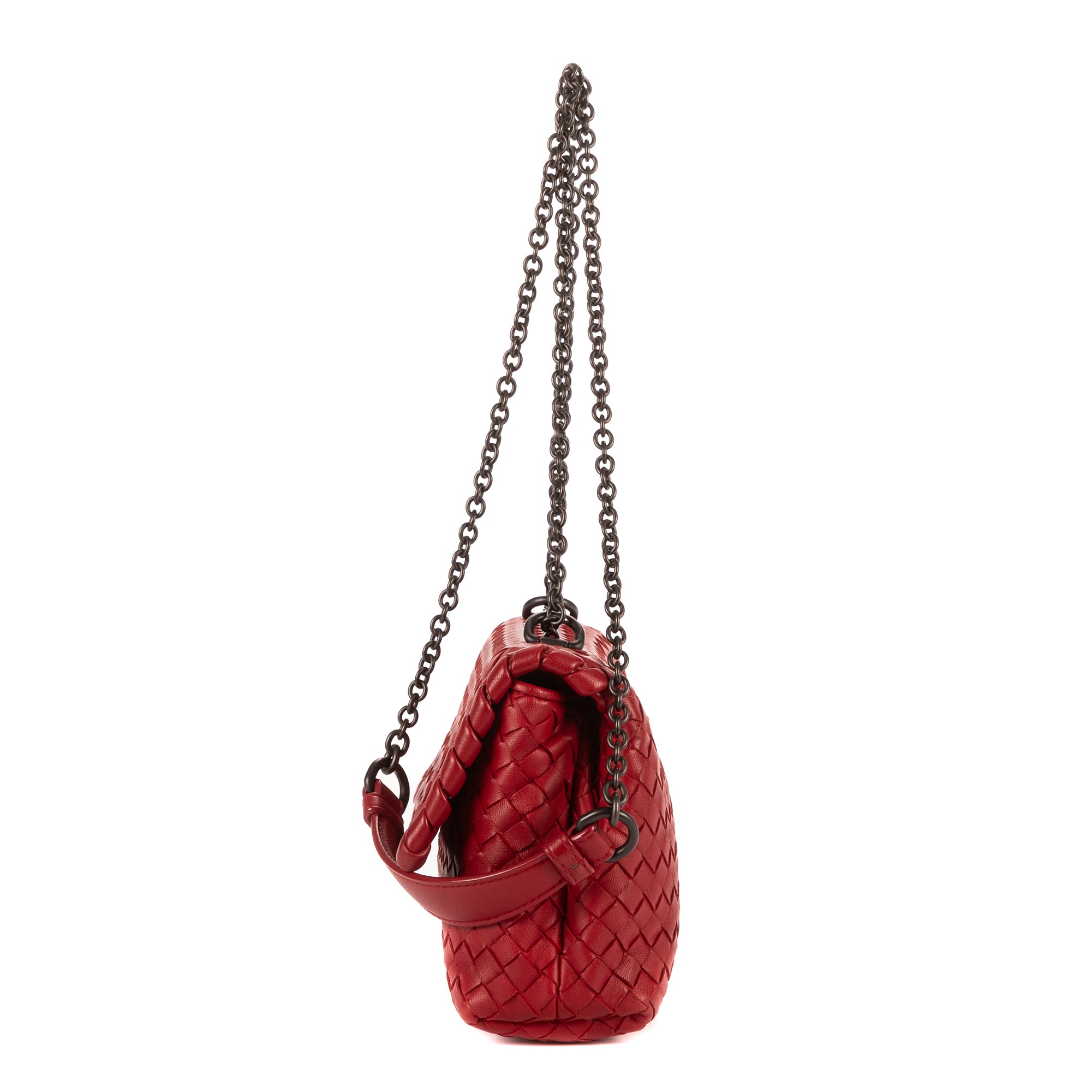 Shoulder Bag Olimpia Medium Burgundy Intrecciato Nappa Leather