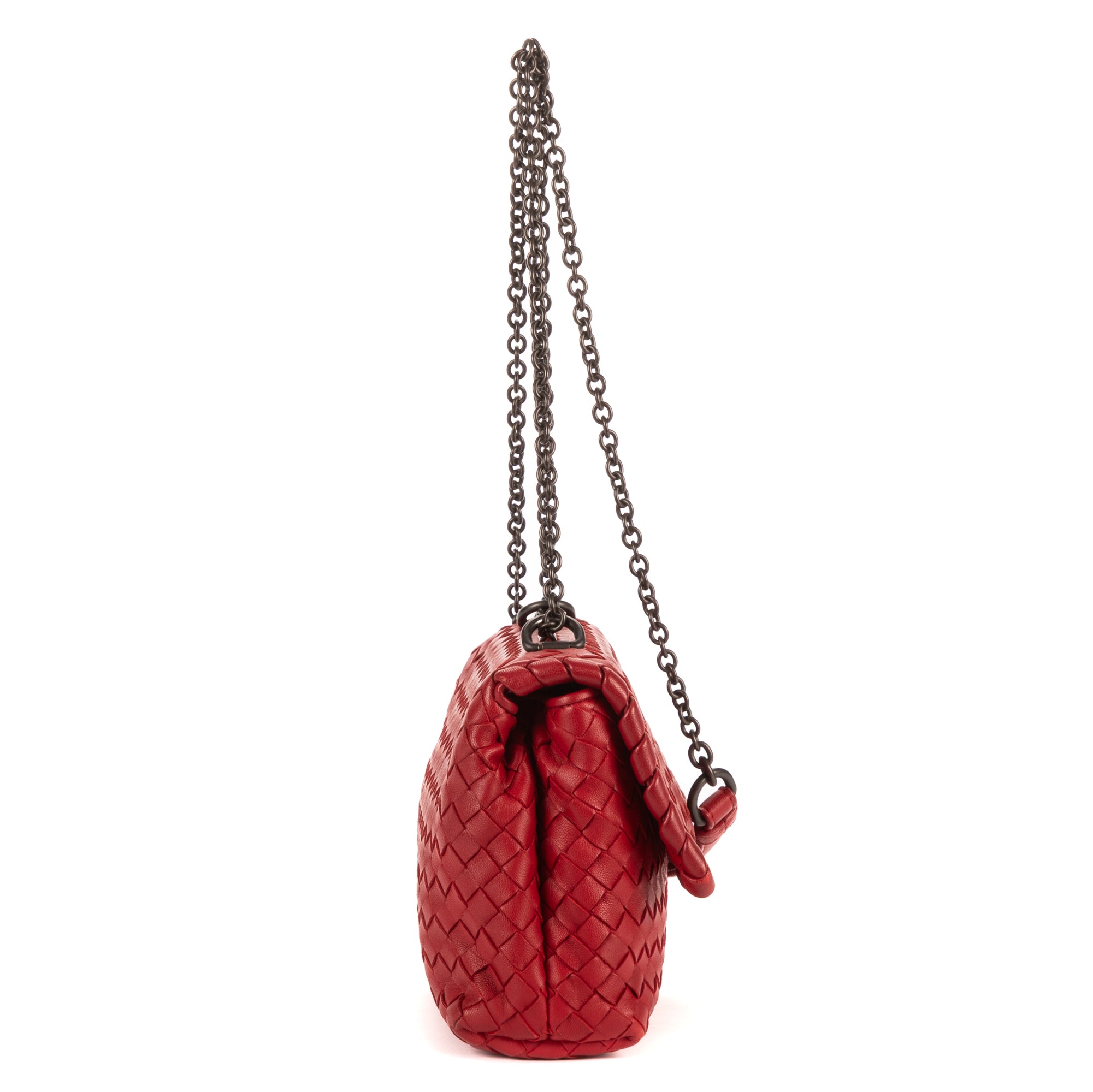 Shoulder Bag Olimpia Medium Burgundy Intrecciato Nappa Leather