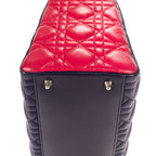 Bolso de hombro Lady Dior mediano fucsia, azul marino, cuero Cannage