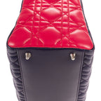 Bolso de hombro Lady Dior mediano fucsia, azul marino, cuero Cannage