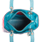 Bolso de hombro Lady Dior mediano fucsia, azul marino, cuero Cannage