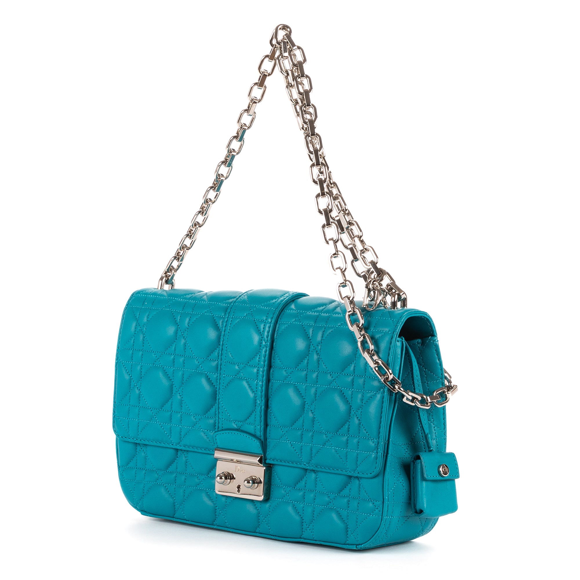 Bolso de hombro Miss Dior mediano de piel Cannage azul