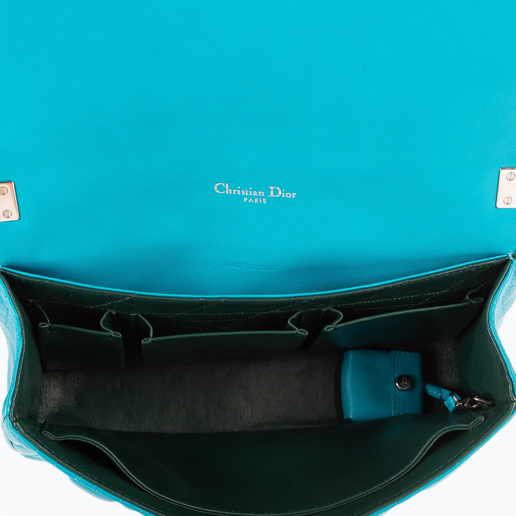 Bolso de hombro Miss Dior mediano de piel Cannage azul