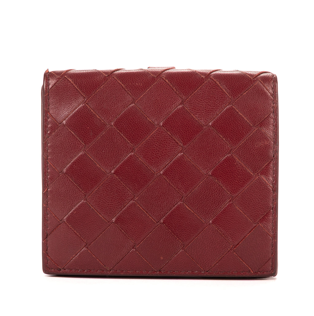 Cartera billetera plegable grande de piel Intrecciato Barolo Burdeos