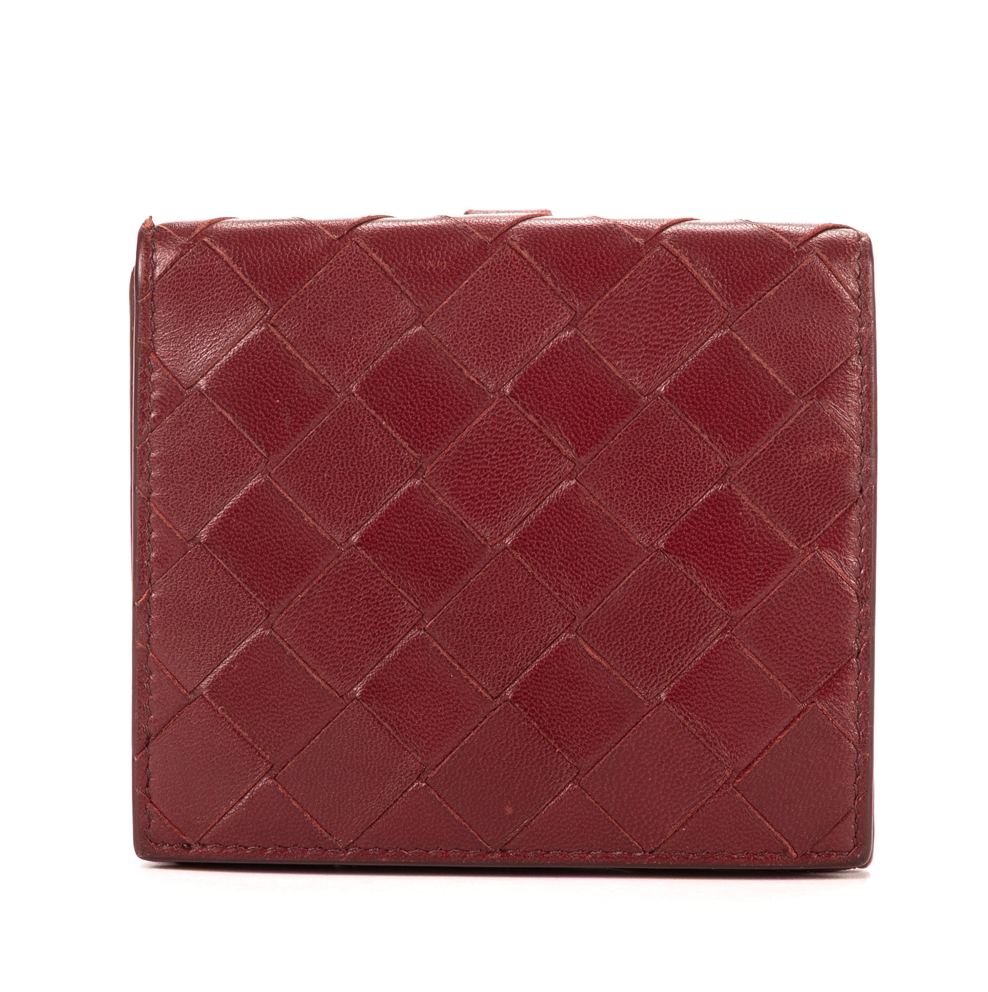 Cartera billetera plegable grande de piel Intrecciato Barolo Burdeos