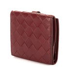 Cartera billetera plegable grande de piel Intrecciato Barolo Burdeos