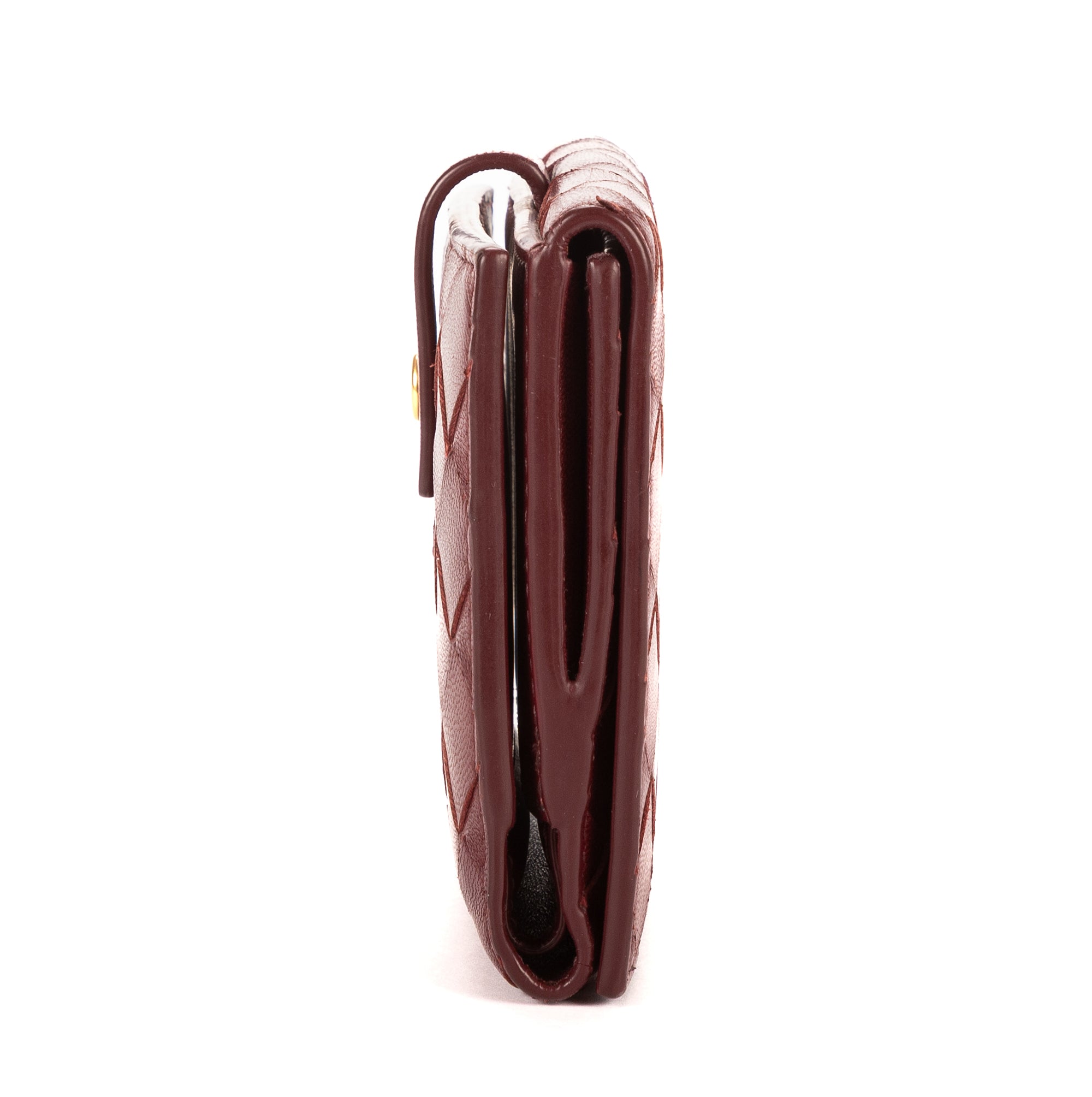 Cartera billetera plegable grande de piel Intrecciato Barolo Burdeos