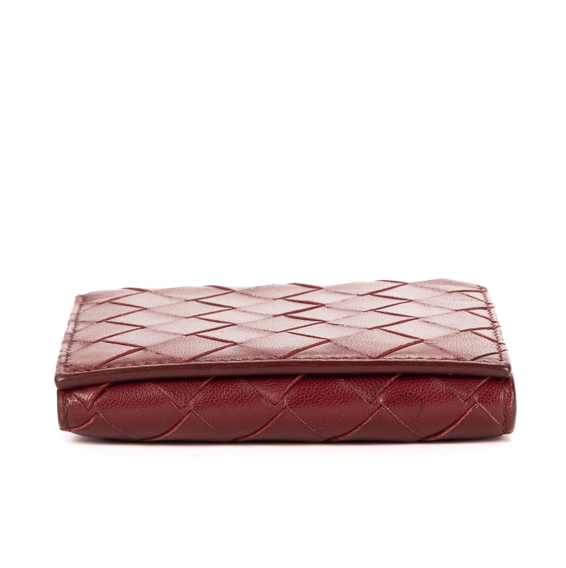 Cartera billetera plegable grande de piel Intrecciato Barolo Burdeos