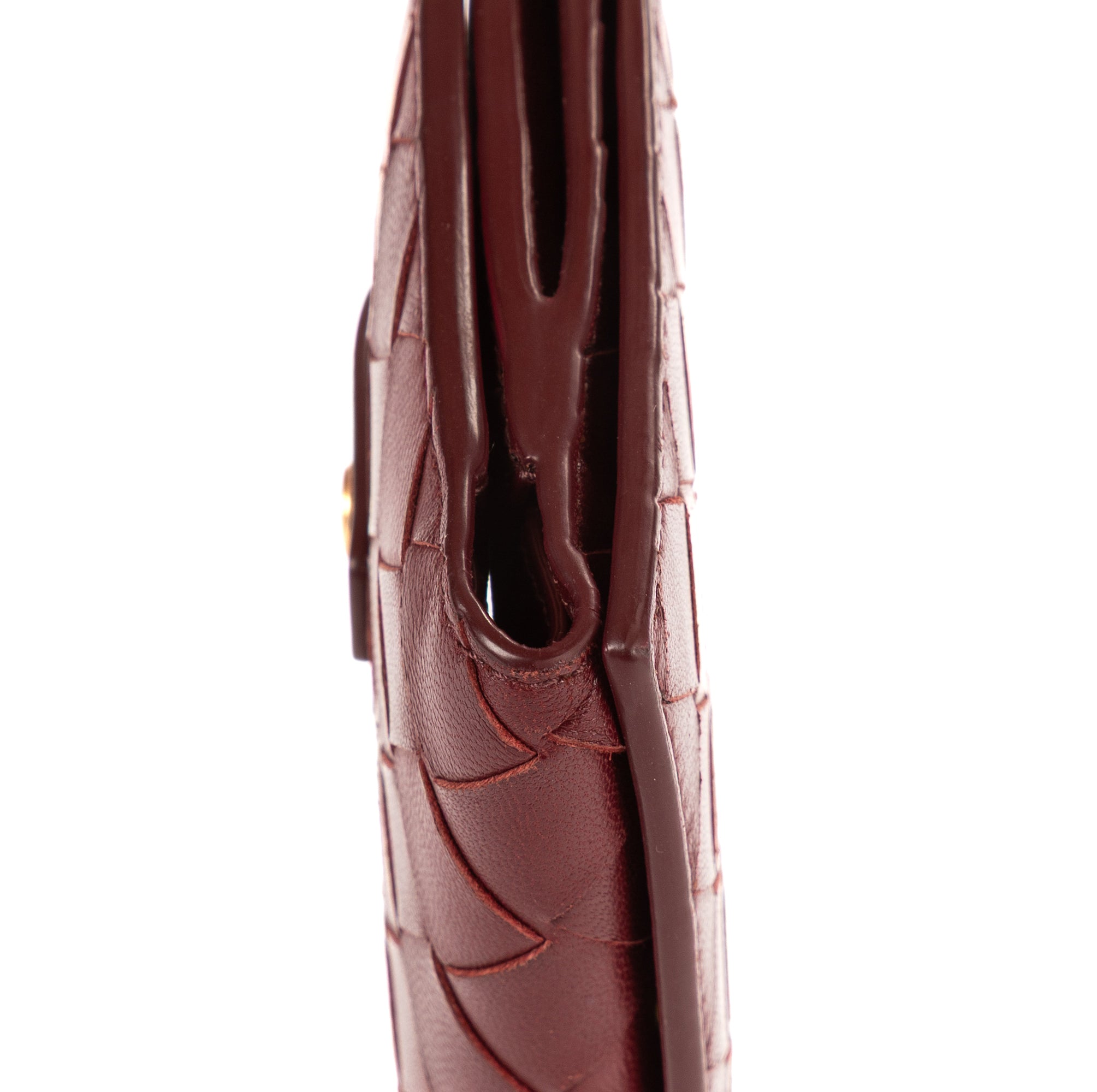Cartera billetera plegable grande de piel Intrecciato Barolo Burdeos
