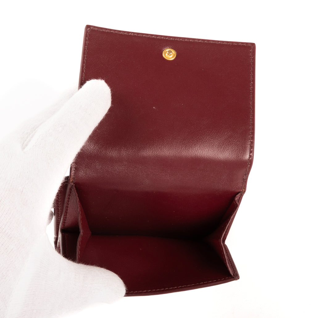 Cartera billetera plegable grande de piel Intrecciato Barolo Burdeos