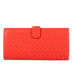 Wallet Flap Continental Red Intrecciato Nappa Leather