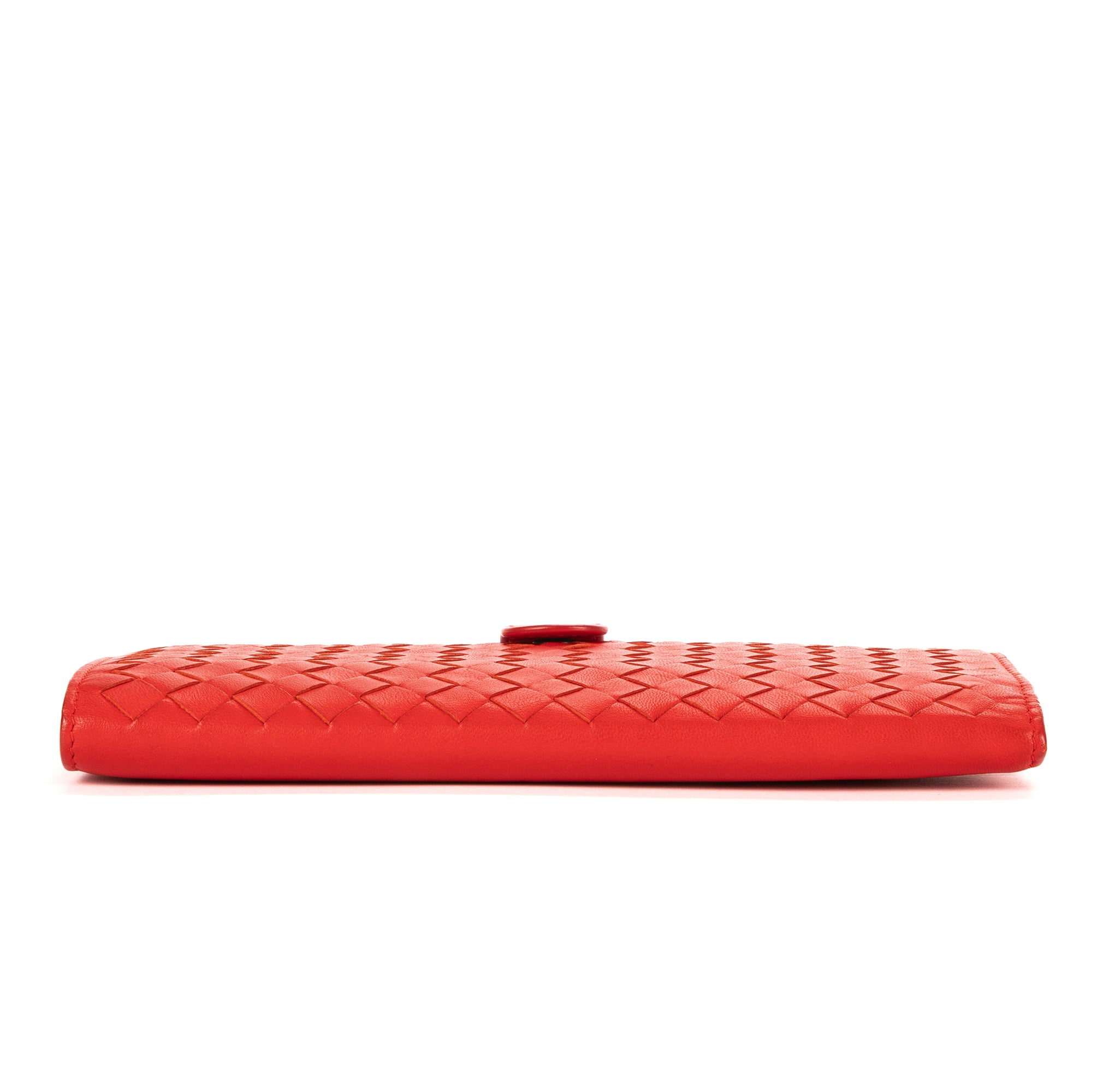 Wallet Flap Continental Red Intrecciato Nappa Leather