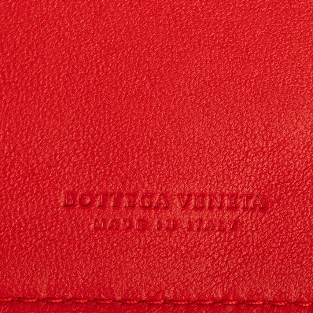 Wallet Flap Continental Red Intrecciato Nappa Leather