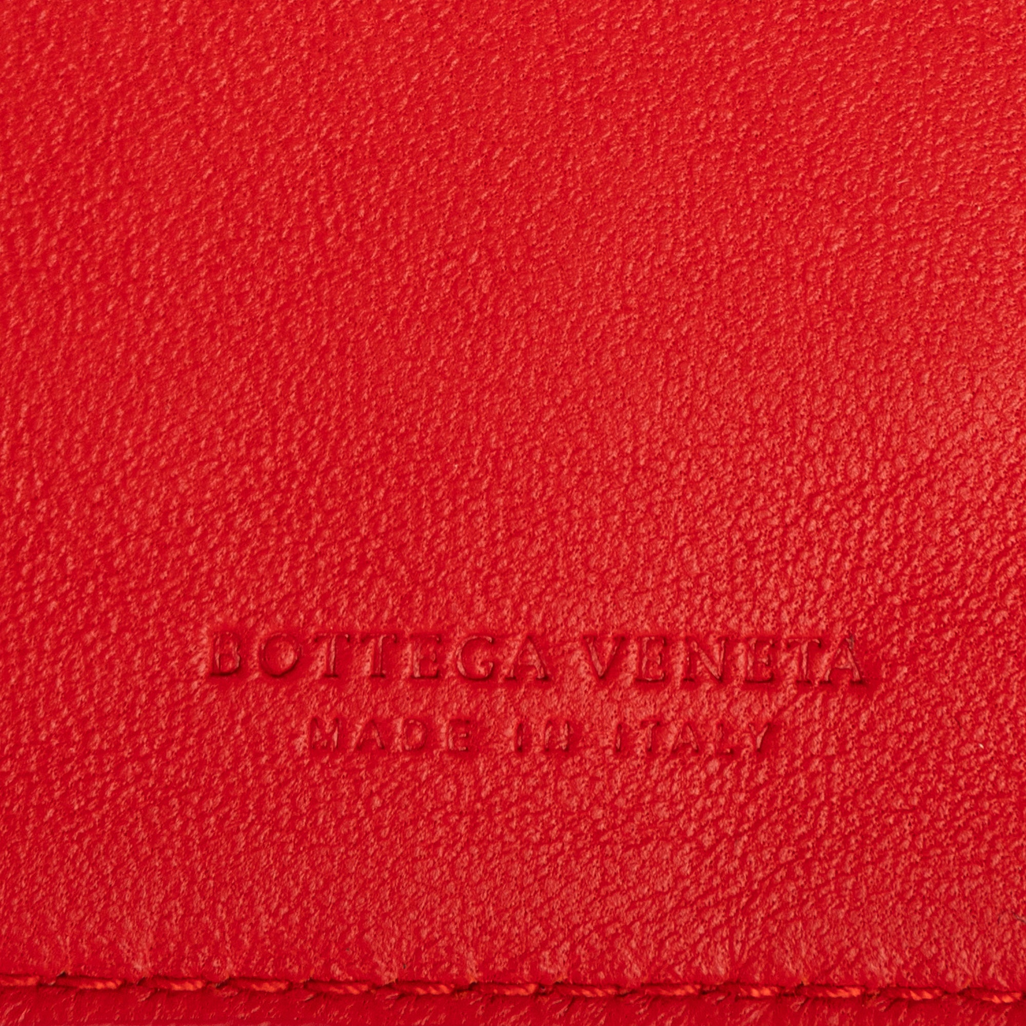Wallet Flap Continental Red Intrecciato Nappa Leather