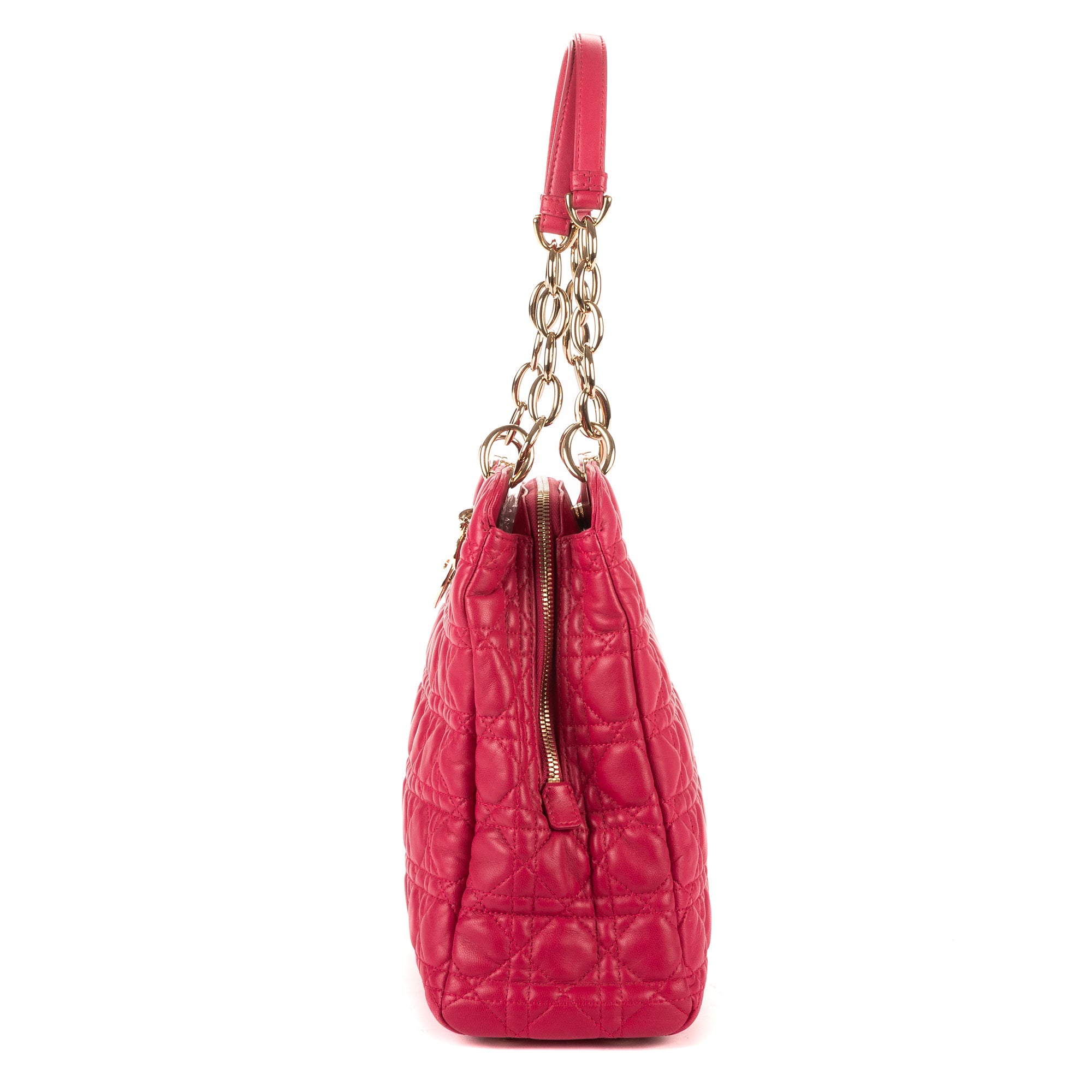 Bolso de hombro Tote suave de piel acolchada rosa