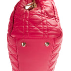 Bolso de hombro Tote suave de piel acolchada rosa