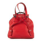 Mochila de bambú con borlas de cuero granulado rojo