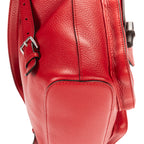 Mochila de bambú con borlas de cuero granulado rojo