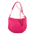 Crossbody Bucket Hobo Mini Fuchsia Intrecciato Leather