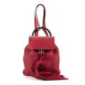 Sac à dos Bambou Pompon Sac à dos Cuir grainé fuchsia