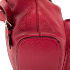 Sac à dos Bambou Pompon Sac à dos Cuir grainé fuchsia