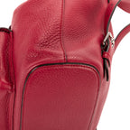 Sac à dos Bambou Pompon Sac à dos Cuir grainé fuchsia