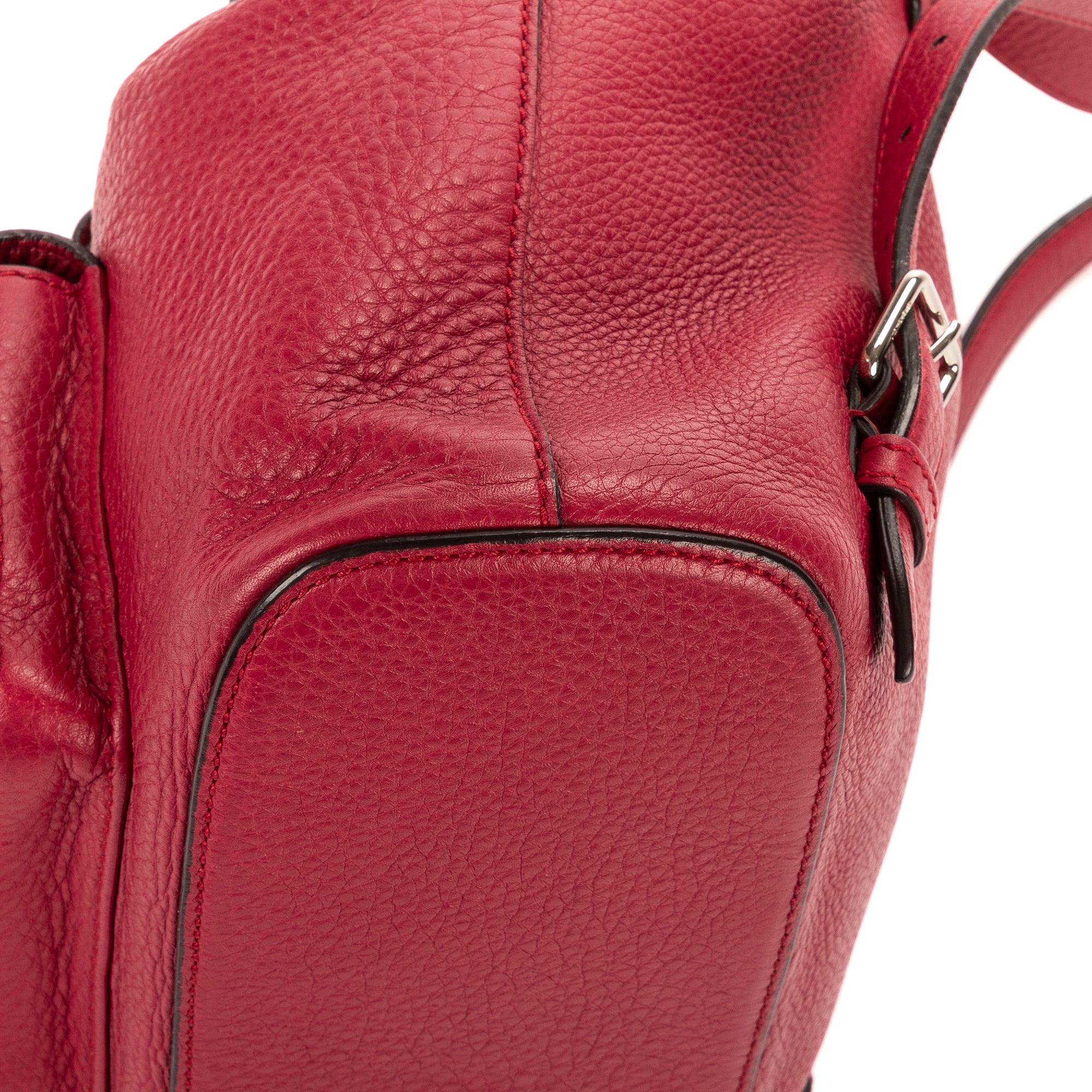 Sac à dos Bambou Pompon Sac à dos Cuir grainé fuchsia