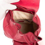 Sac à dos Bambou Pompon Sac à dos Cuir grainé fuchsia