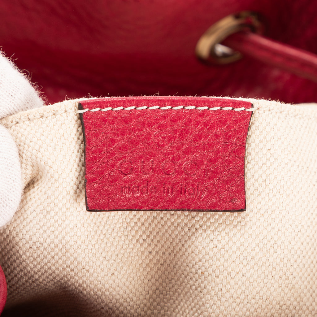 Sac à dos Bambou Pompon Sac à dos Cuir grainé fuchsia