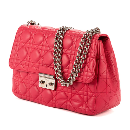 Bandolera Miss Dior Mediana de Piel Cannage Rosa