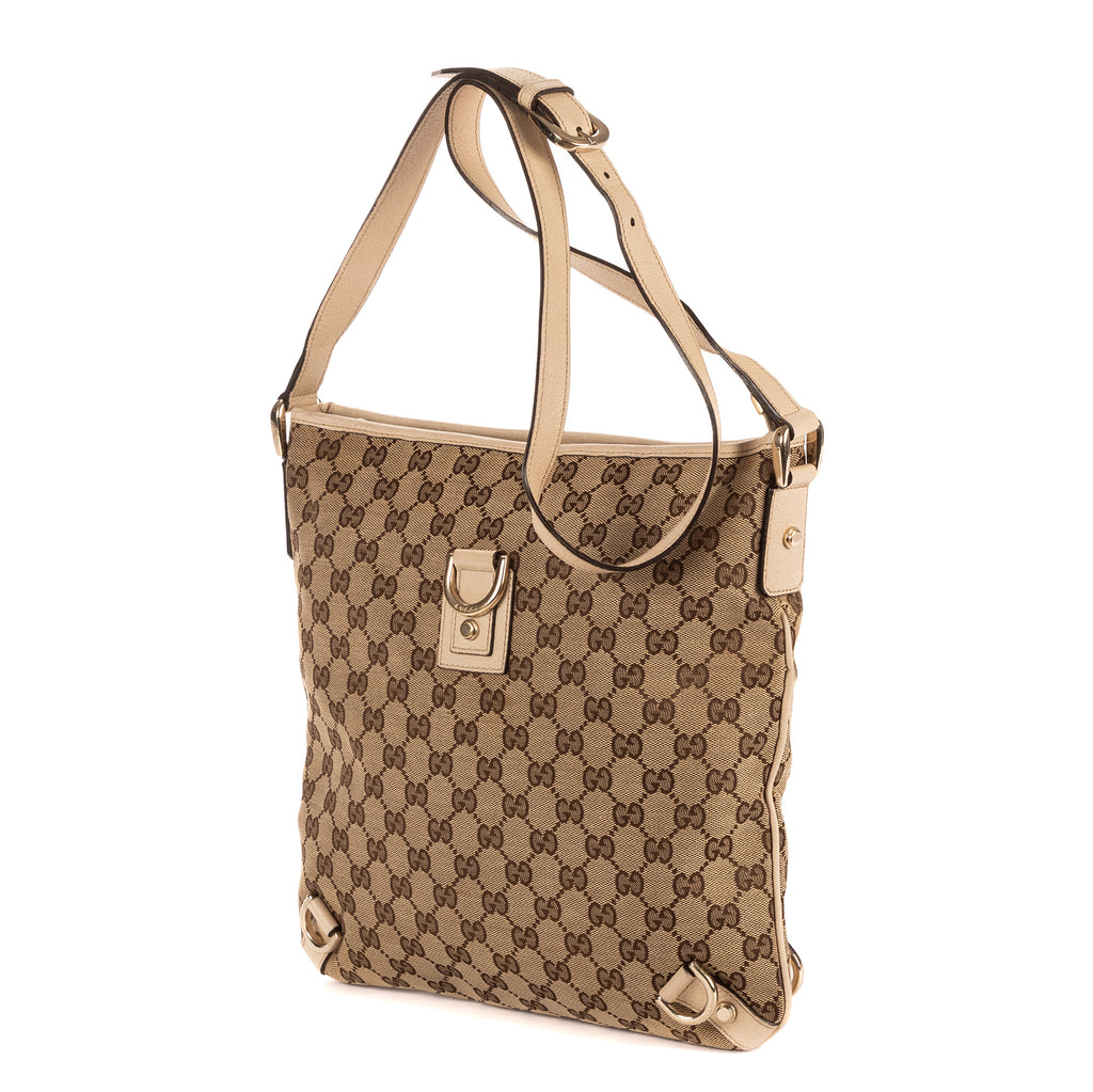 Sac bandoulière Abbey Messenger D-ring en toile monogrammée GG ivoire