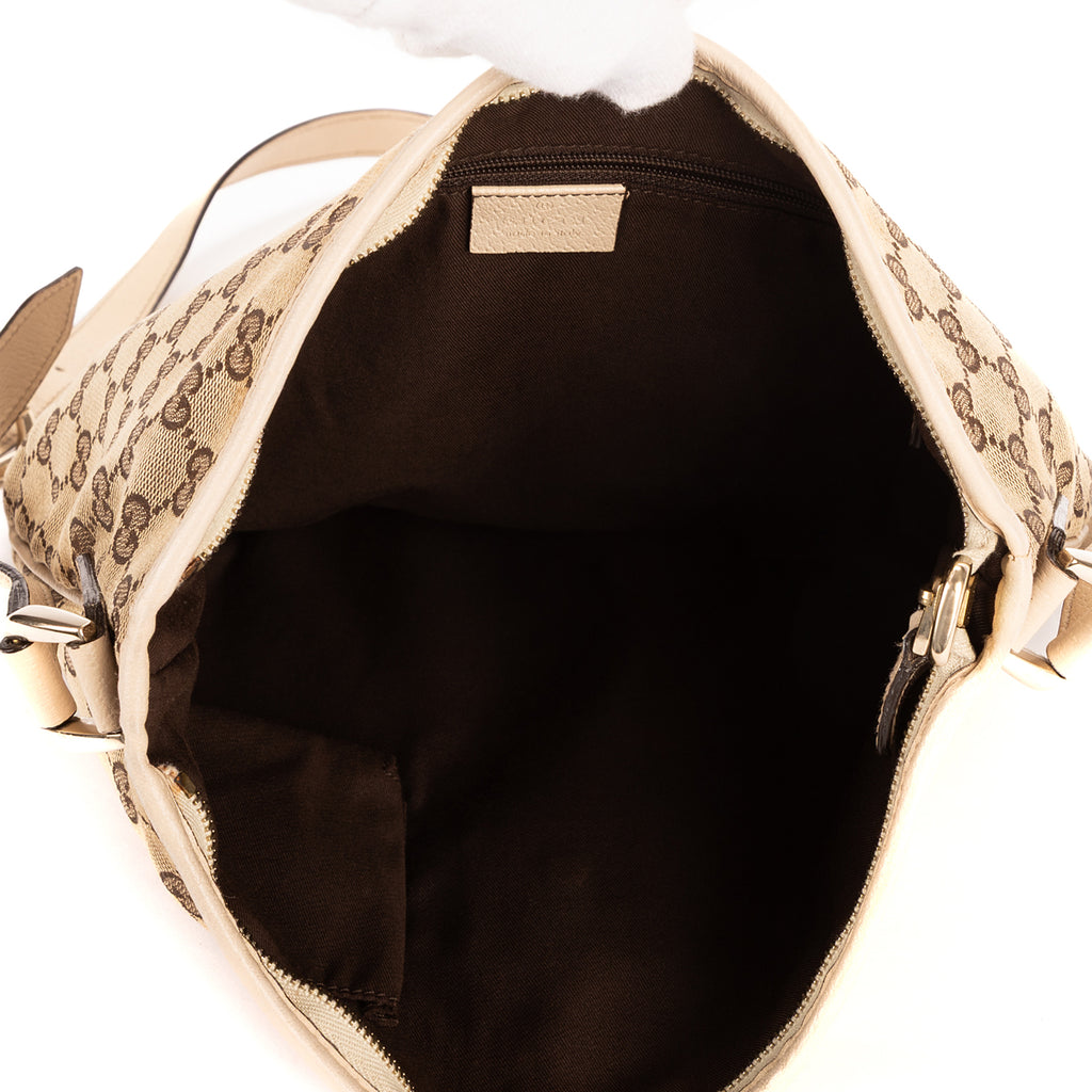 Sac bandoulière Abbey Messenger D-ring en toile monogrammée GG ivoire