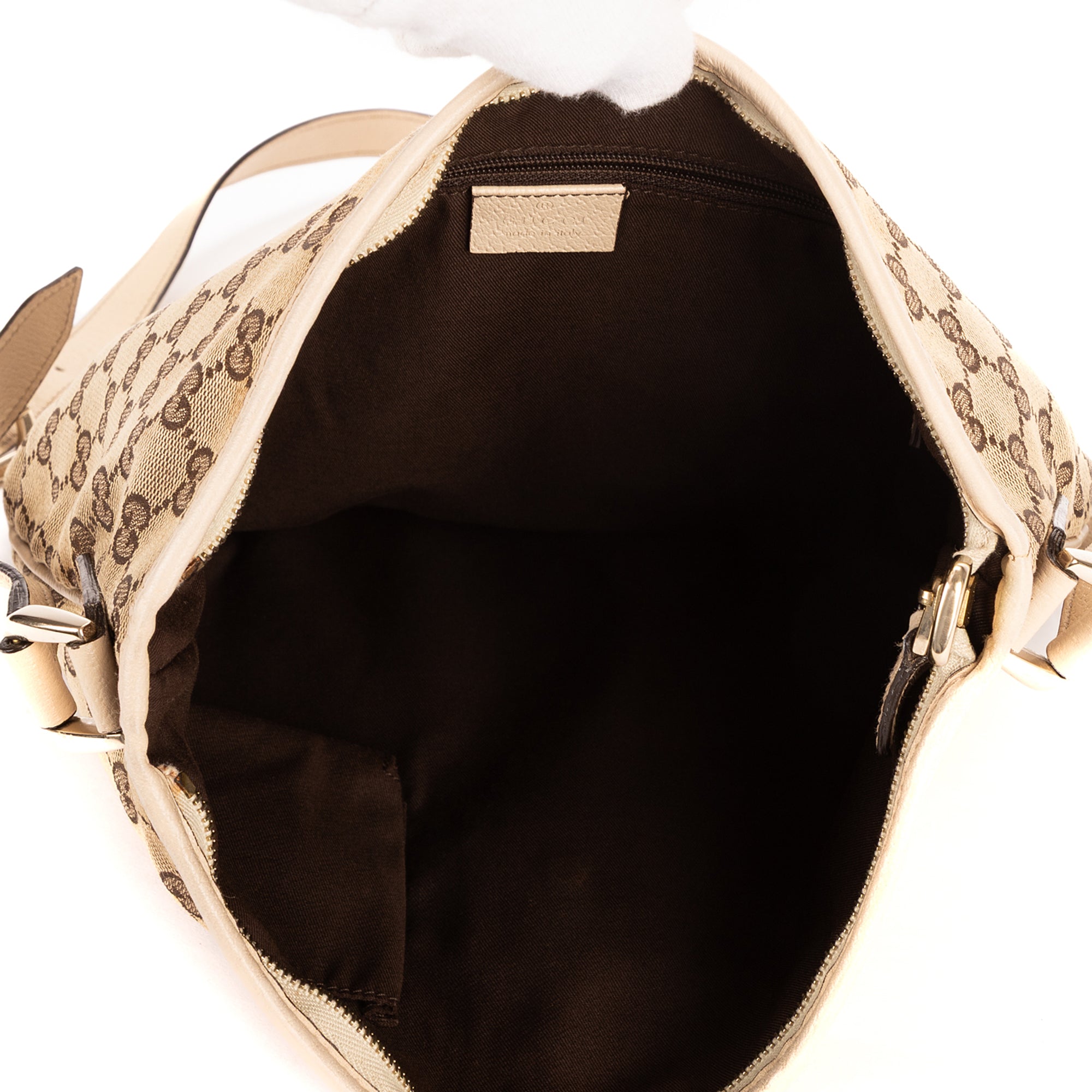 Sac bandoulière Abbey Messenger D-ring en toile monogrammée GG ivoire