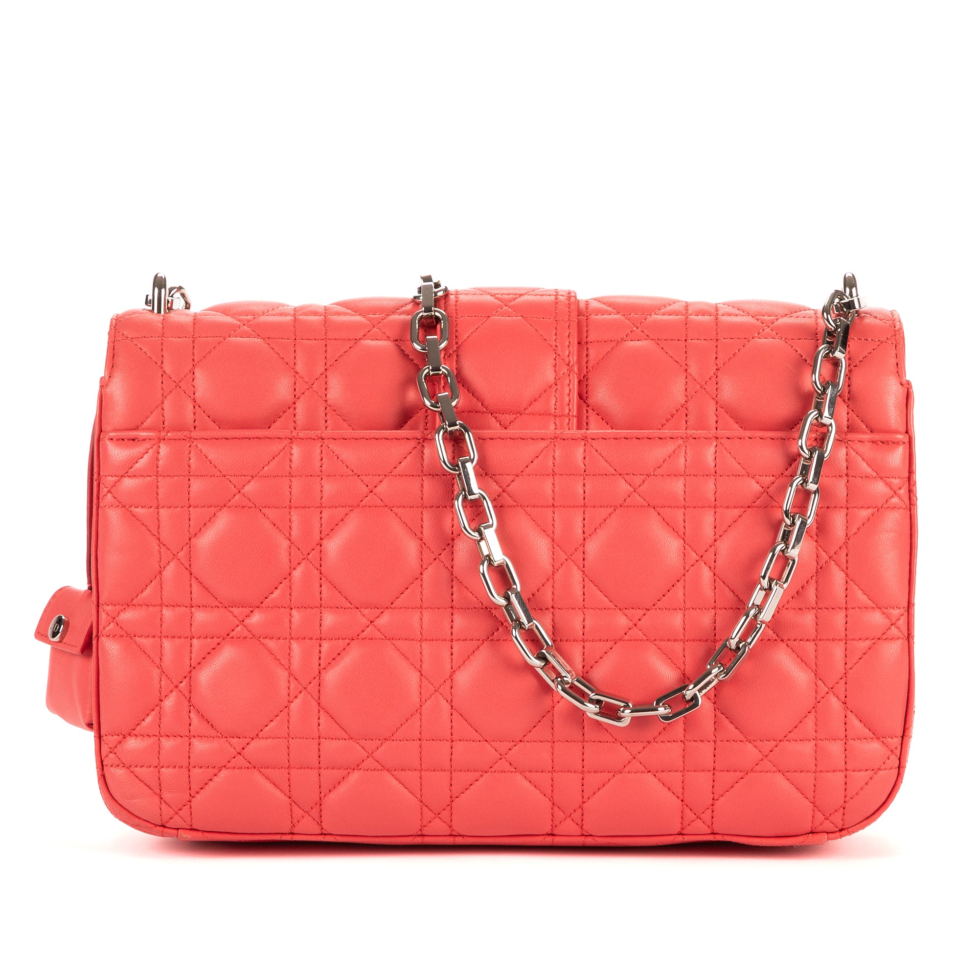 Bolso de hombro Miss Dior mediano de cuero Cannage rosa brillante