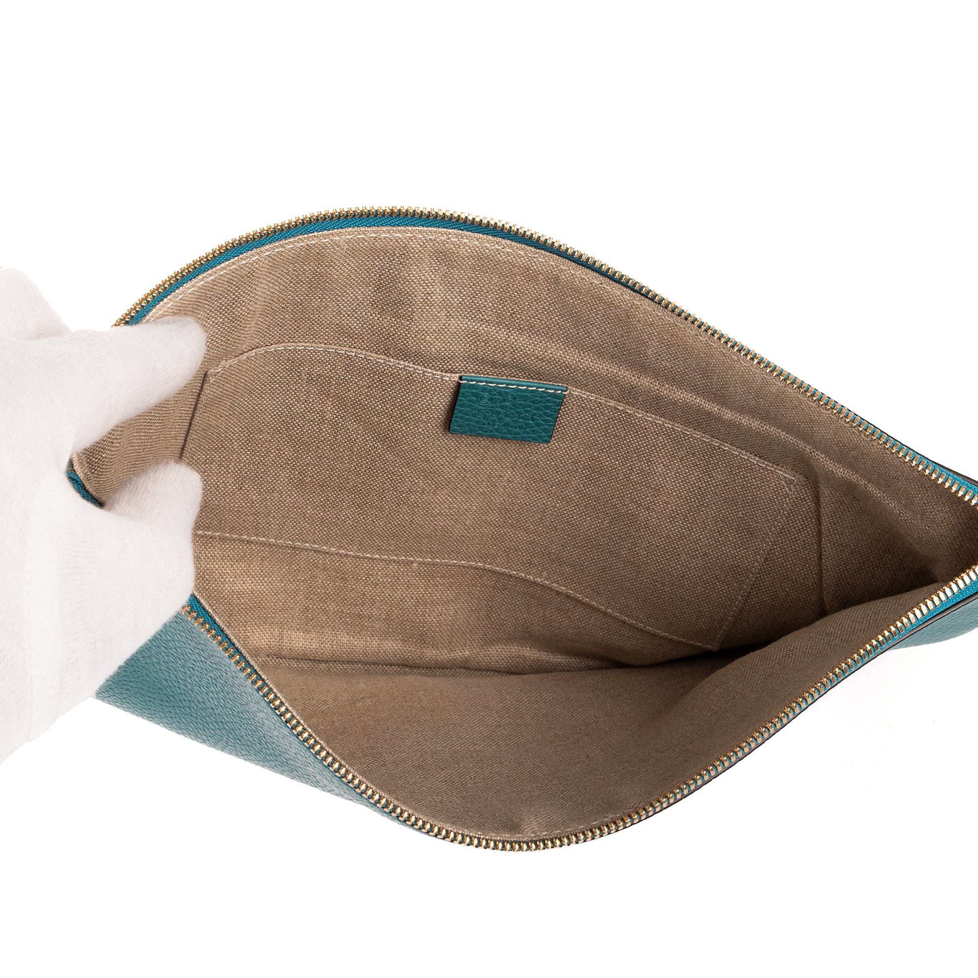 Bolso de mano de bambú trenzado con cremallera y borla, piel granulada azul claro