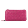Cartera de Piel de Napa Intrecciato Rosa con Cremallera Perimetral