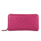 Cartera de Piel de Napa Intrecciato Rosa con Cremallera Perimetral