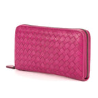 Cartera de Piel de Napa Intrecciato Rosa con Cremallera Perimetral