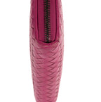 Portefeuille zippé en cuir nappa Intrecciato rose