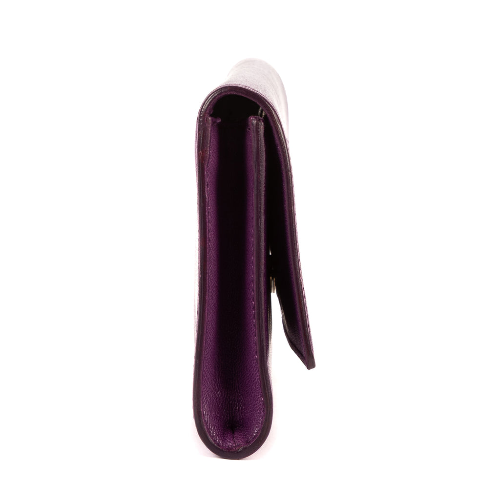 Pochette Clutch Belle De Jour Cuir Galet Violet